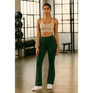 Beyond Yoga Sz Small Green Spacedye Practice High Waisted Bootcut Pants K26-13